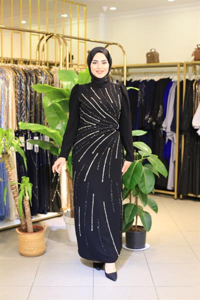 3129 CODE CREPE STONE EVENING DRESS