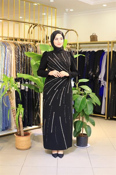 3129 CODE CREPE STONE EVENING DRESS