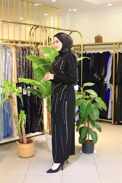 3129 CODE CREPE STONE EVENING DRESS