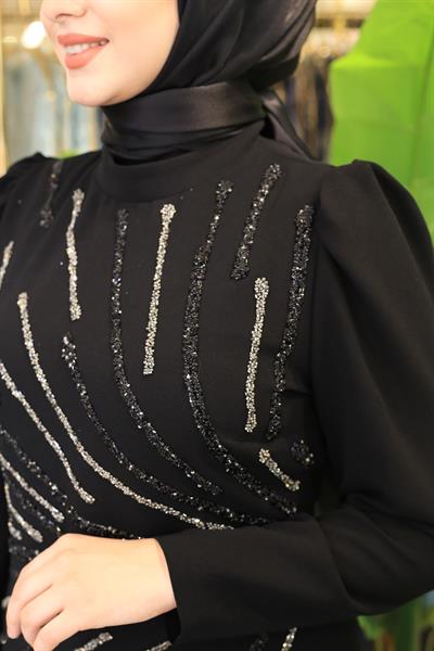 3129 CODE CREPE STONE EVENING DRESS