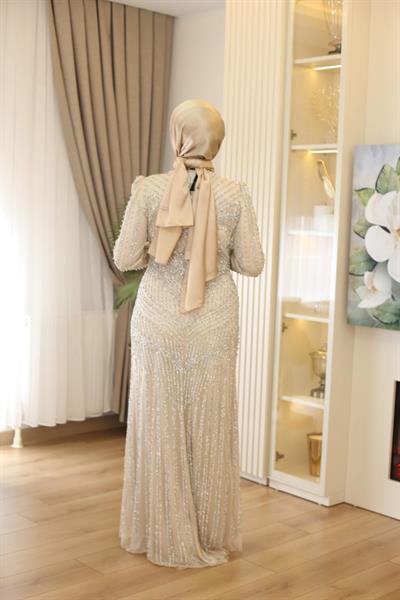 3143 CODE STONE PRINTED EVENING DRESS