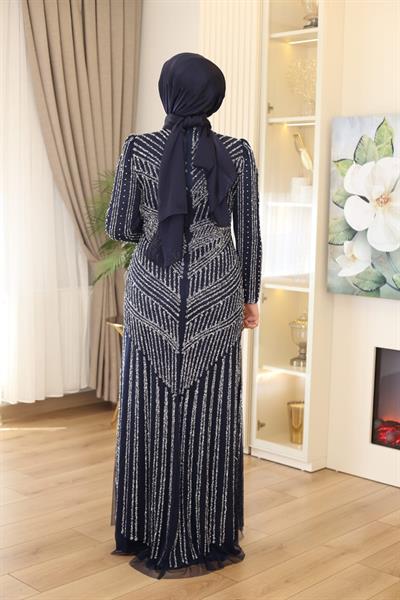 3143 CODE STONE PRINTED EVENING DRESS