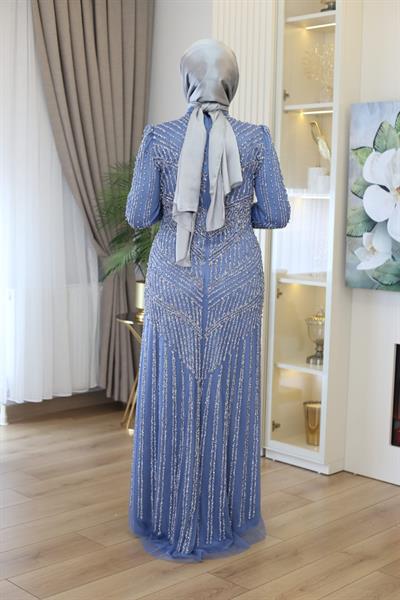 3143 CODE STONE PRINTED EVENING DRESS