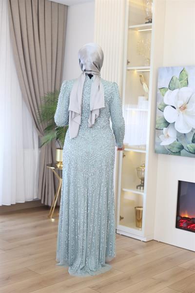 3143 CODE STONE PRINTED EVENING DRESS