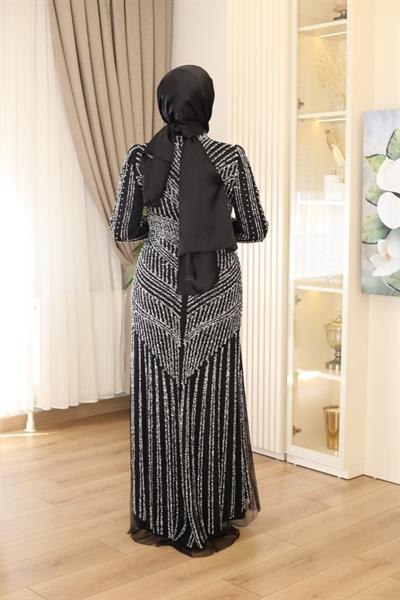 3143 CODE STONE PRINTED EVENING DRESS