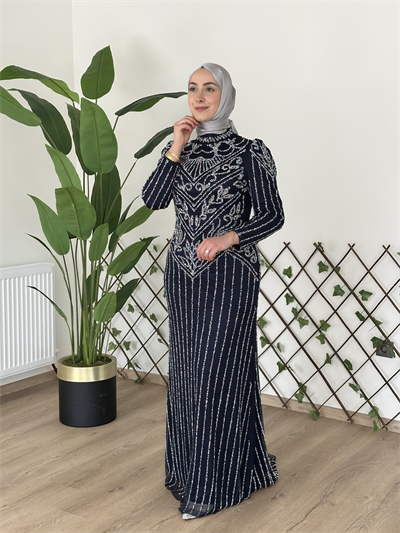 3166 CODE TAŞ PRINTED EVENING DRESS