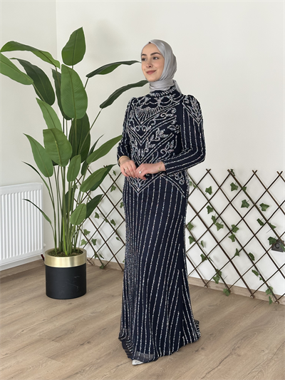 3166 CODE TAŞ PRINTED EVENING DRESS