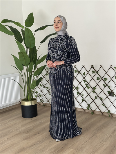 3166 CODE TAŞ PRINTED EVENING DRESS