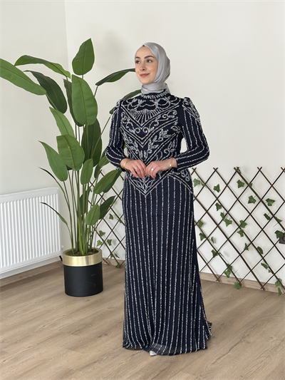 3166 CODE TAŞ PRINTED EVENING DRESS