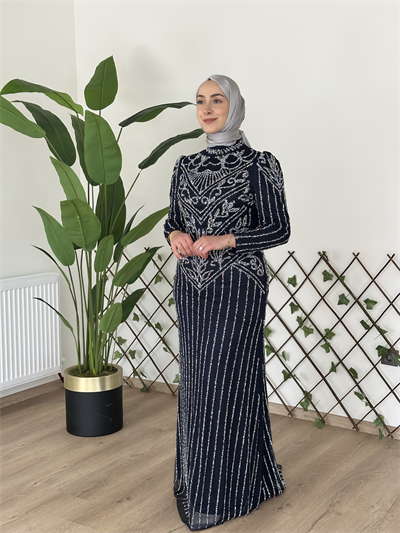 3166 CODE TAŞ PRINTED EVENING DRESS