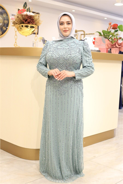 3166 CODE TAŞ PRINTED EVENING DRESS