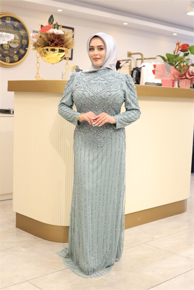 3166 CODE TAŞ PRINTED EVENING DRESS