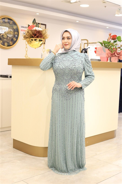 3166 CODE TAŞ PRINTED EVENING DRESS