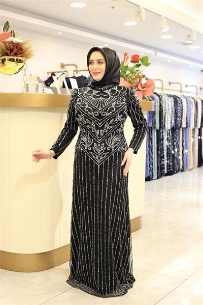 3166 CODE TAŞ PRINTED EVENING DRESS