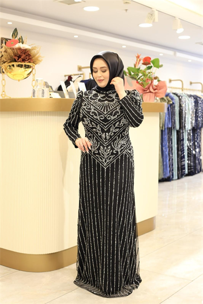 3166 CODE TAŞ PRINTED EVENING DRESS