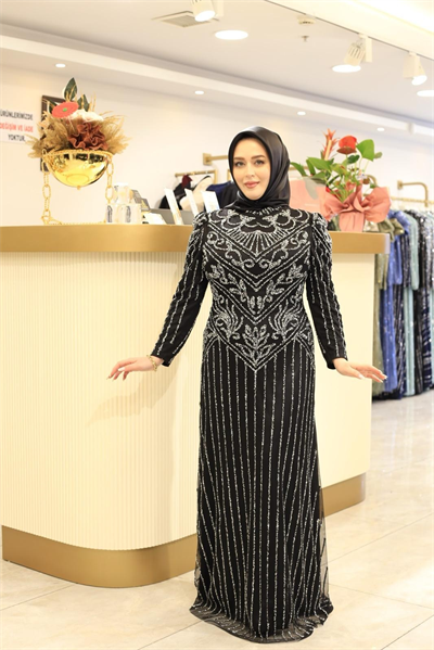 3166 CODE TAŞ PRINTED EVENING DRESS