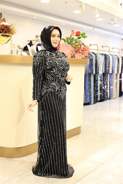 3166 CODE TAŞ PRINTED EVENING DRESS