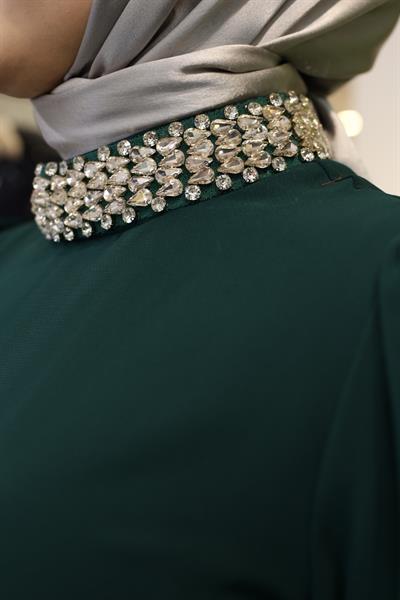 3180 CODE ROBE FENDUE CACHÉE EN CRISTAL ET PIERRE