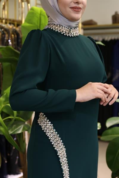 3180 CODE ROBE FENDUE CACHÉE EN CRISTAL ET PIERRE