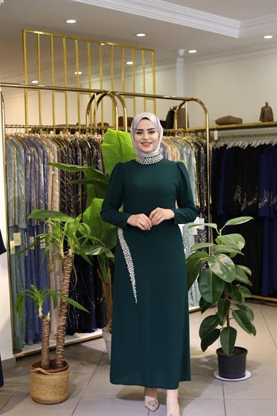 3180 CODE ROBE FENDUE CACHÉE EN CRISTAL ET PIERRE