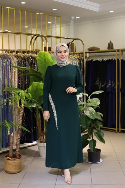 3180 CODE ROBE FENDUE CACHÉE EN CRISTAL ET PIERRE