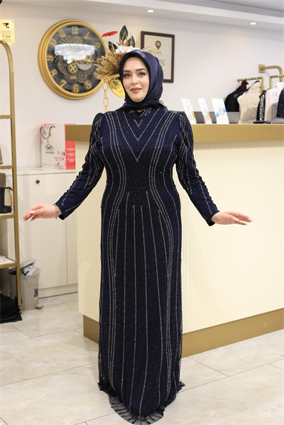 3182 CODE TAŞ PRINTED EVENING DRESS