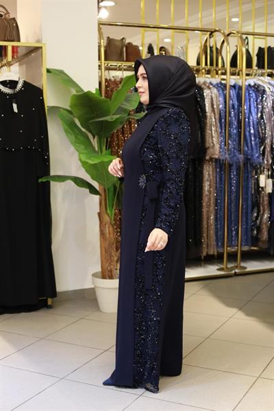 3337 كود 3337 فستان مطرز بالترتر بأكمام واحدة