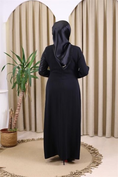 3345 KOD KOLU TAŞLI ŞERİT ELBİSE