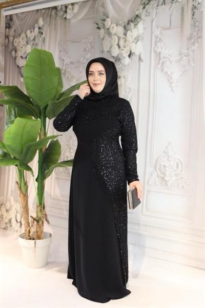 3368 فستان منقوش بالترتر الذاتي