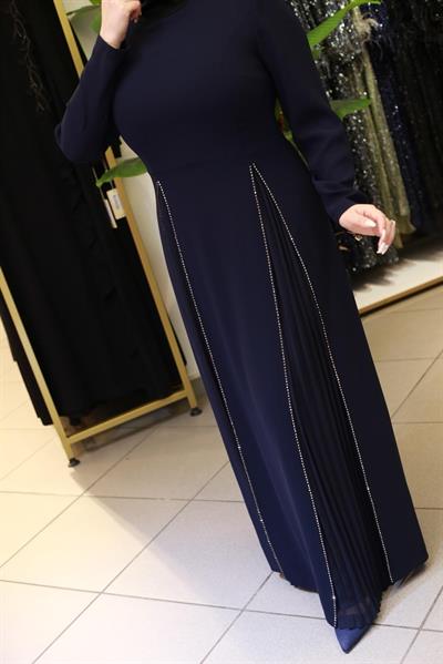 3382 CODE FRONT PLEATED SLIT FLAP DRESS