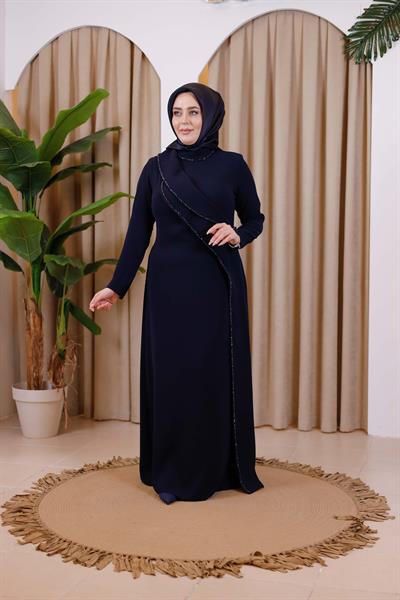 3385 كود 3385 فستان بياقة واحدة مفصل بالخرز