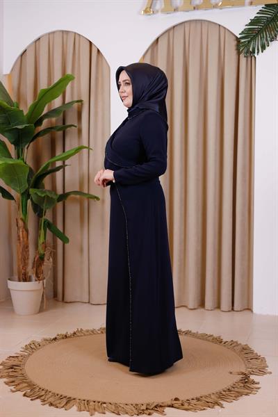 3385 كود 3385 فستان بياقة واحدة مفصل بالخرز