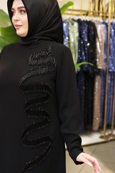 3396 فستان سربنتين مطرز بالخرز الرمزي 3396