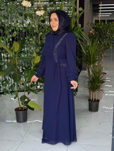 3401 كود 3401 فستان شيفون رجم بالحجارة