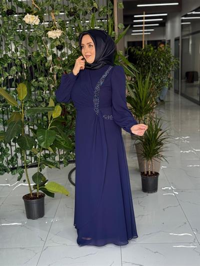 3401 كود 3401 فستان شيفون رجم بالحجارة