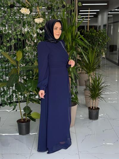 3401 كود 3401 فستان شيفون رجم بالحجارة