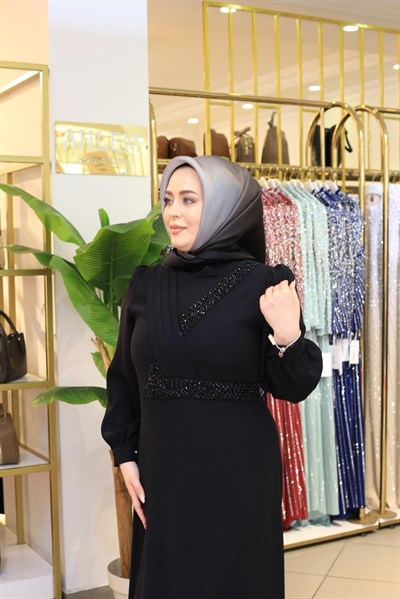 3403 CODE CROSS STONE EMBROIDERED DRESS