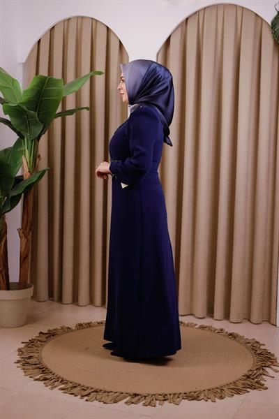 3403 فستان مطرز بالحجر الرمزي المتقاطع 3403