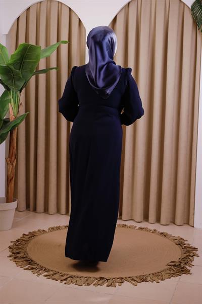 3403 فستان مطرز بالحجر الرمزي المتقاطع 3403