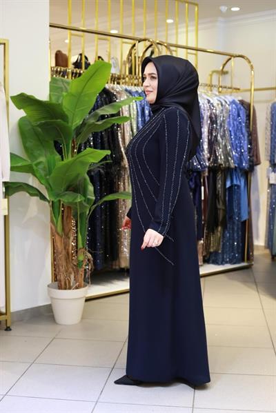 3410 فستان استل مطرز بالحجر 3410 كود ستون مطرز بالإستيل