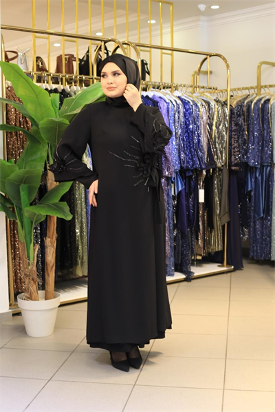 3412 KOD ÇİÇEK KABARTMALI FERACE