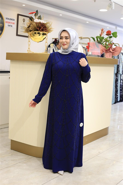 3415 CODE CREPE TAŞLI ELBİSE