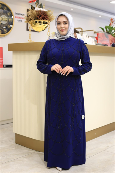 3415 CODE CREPE TAŞLI ELBİSE