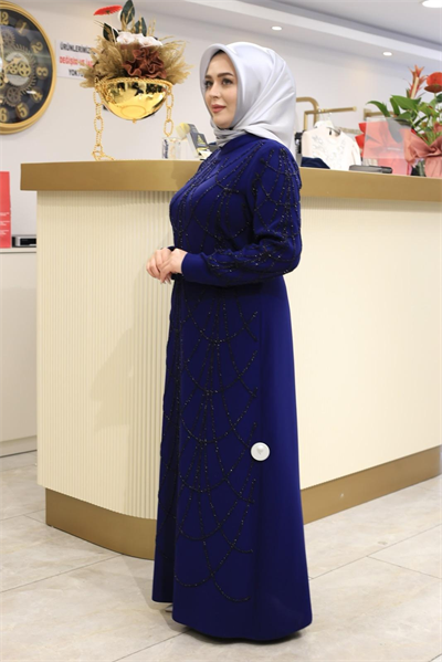 3415 CODE CREPE TAŞLI ELBİSE