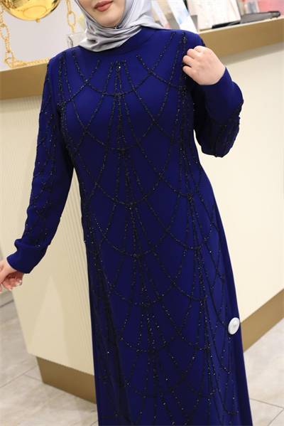 3415 CODE CREPE TAŞLI ELBİSE