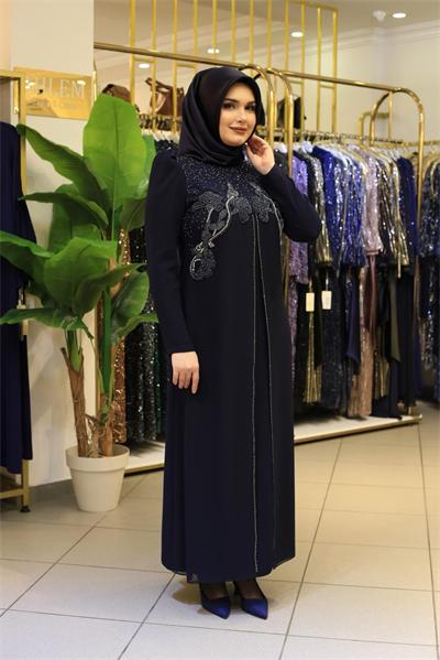 3447 فستان مزين بحجر زهرة كود