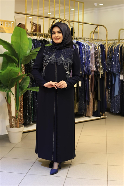 3447 فستان مزين بحجر زهرة كود