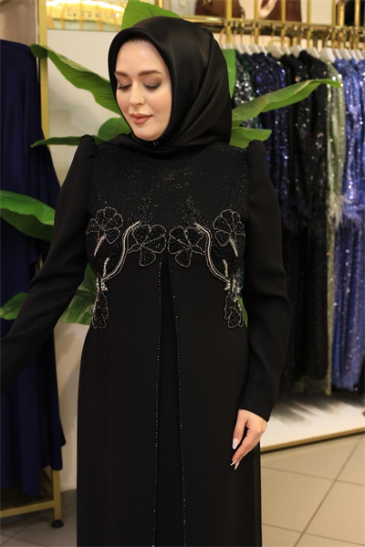 3447 فستان مزين بحجر زهرة كود