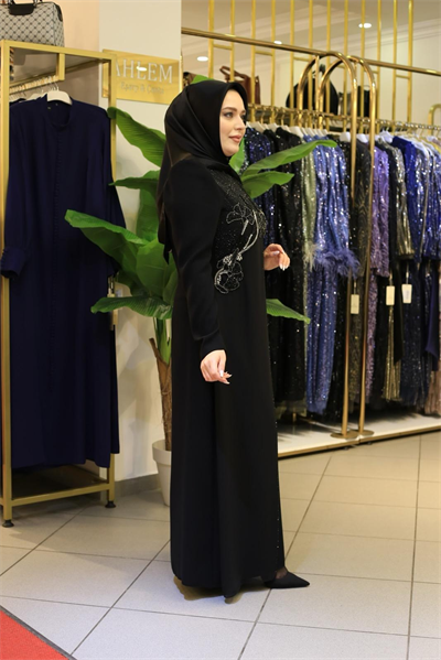 3447 فستان مزين بحجر زهرة كود