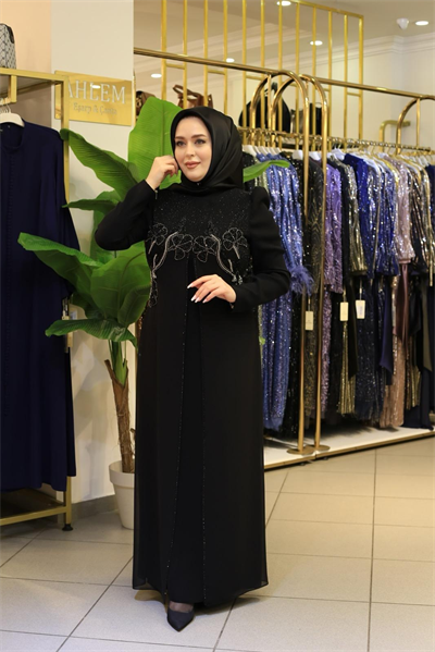3447 فستان مزين بحجر زهرة كود